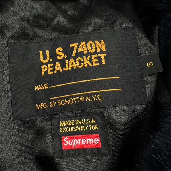 Supreme x Schott FW17 Navy Faux Fur Peacoat 