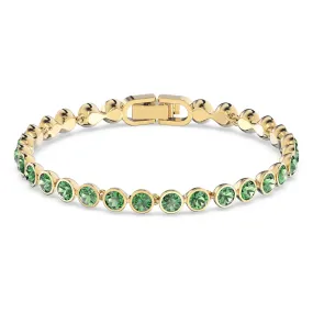 Swarovski Tennis bracelet Round, Green, Gold-tone plated 5555824