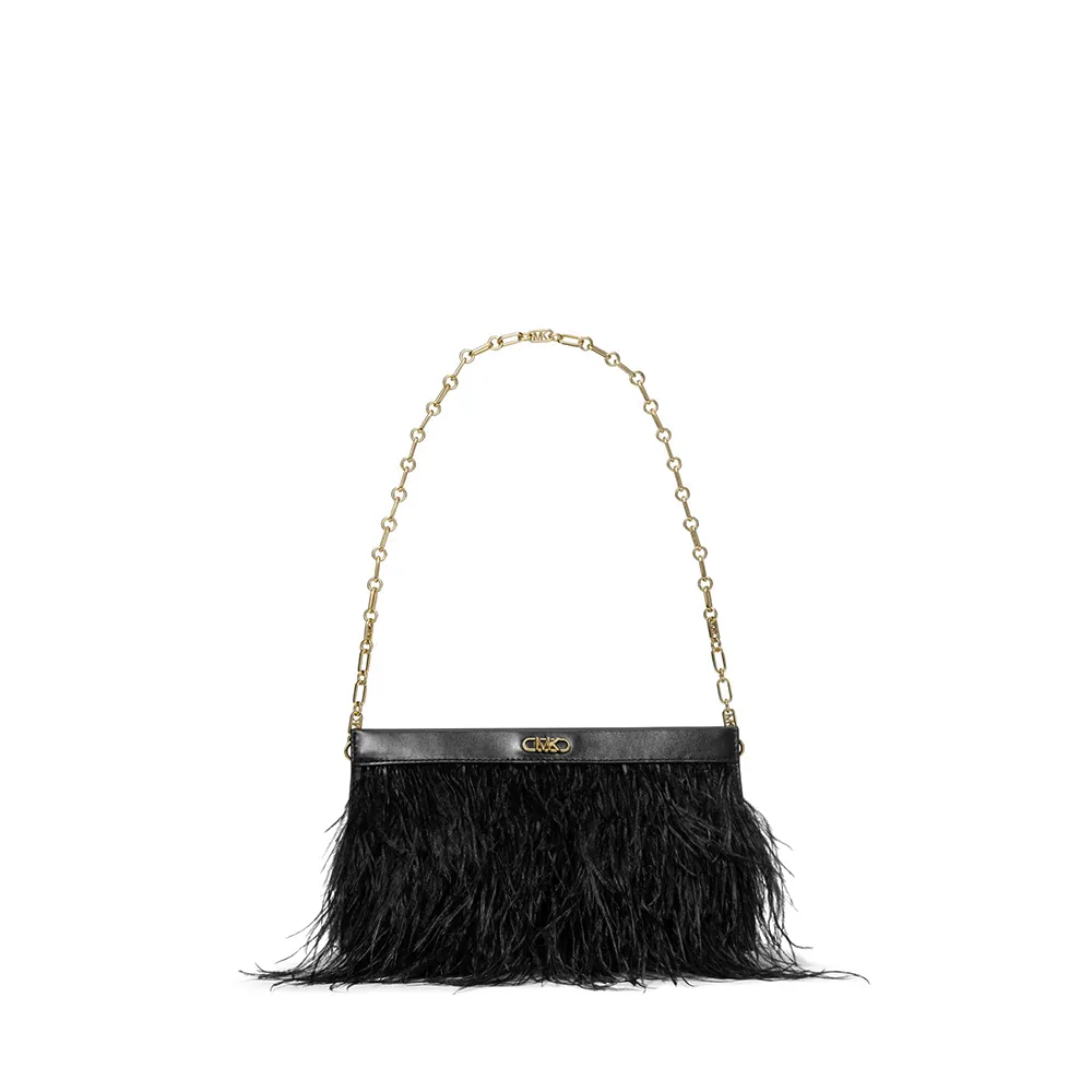 Tabitha Large Feather Embellished Clutch