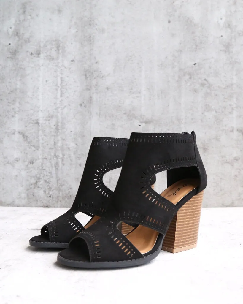 Talk Around Town Perforated Booties in Black