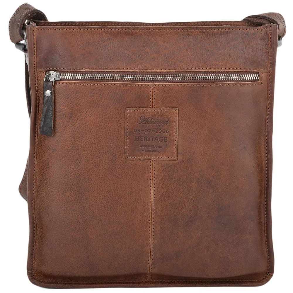 Tan Medium Leather Messenger Bag