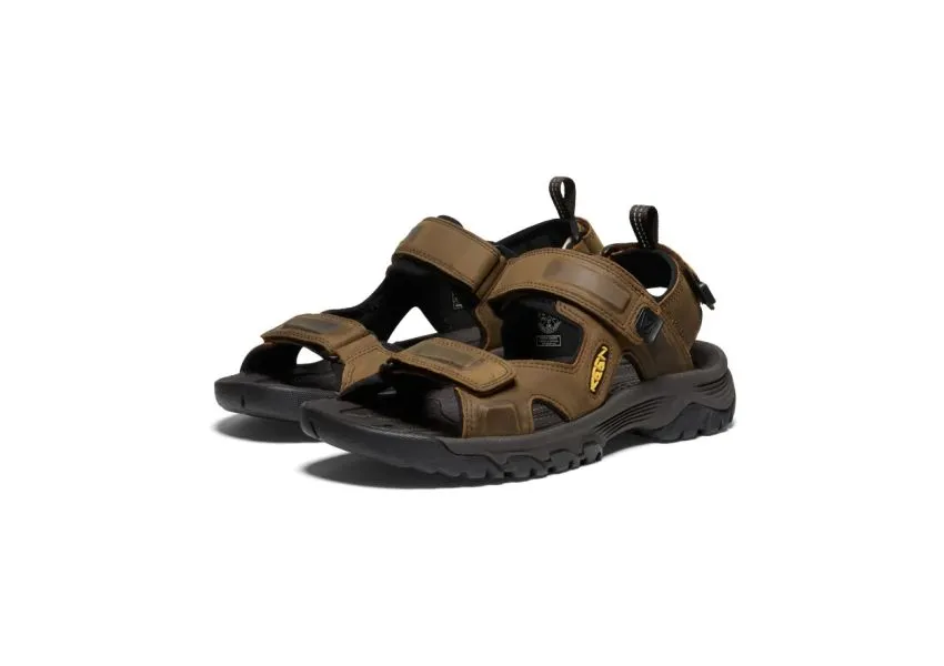 Targhee III Bison Brown Leather Open Toe Hiking Sandal 