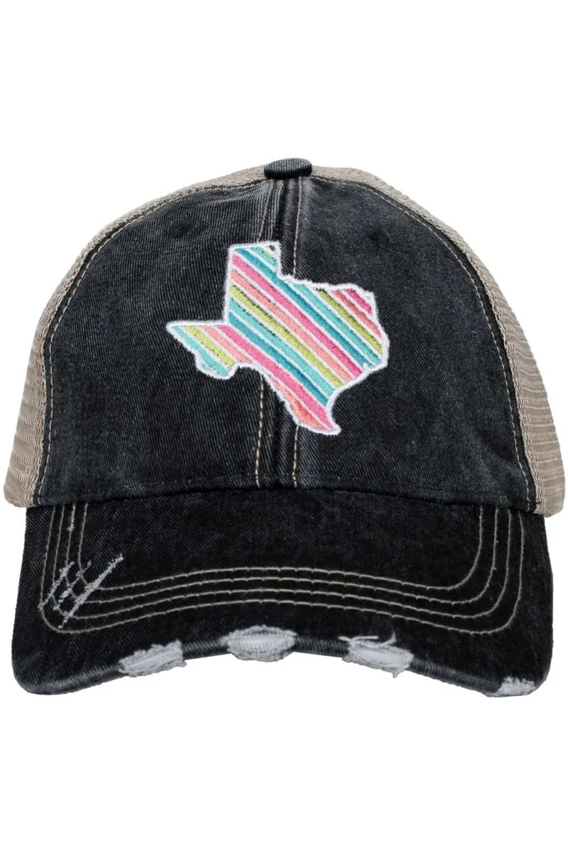 Texas Shape Rainbow Striped Women's Trucker Hats