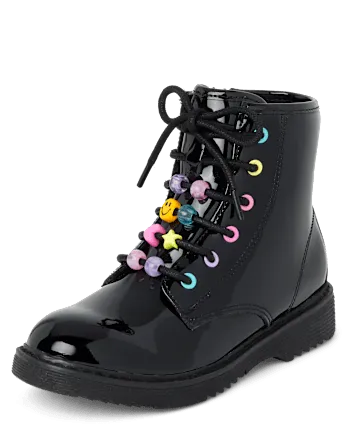 The Children's Place Girls Beaded Lace Up Booties