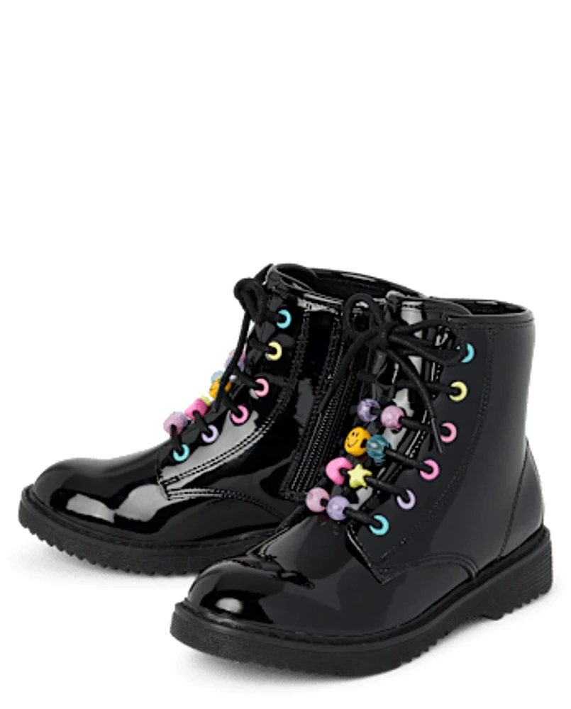 The Children's Place Girls Beaded Lace Up Booties