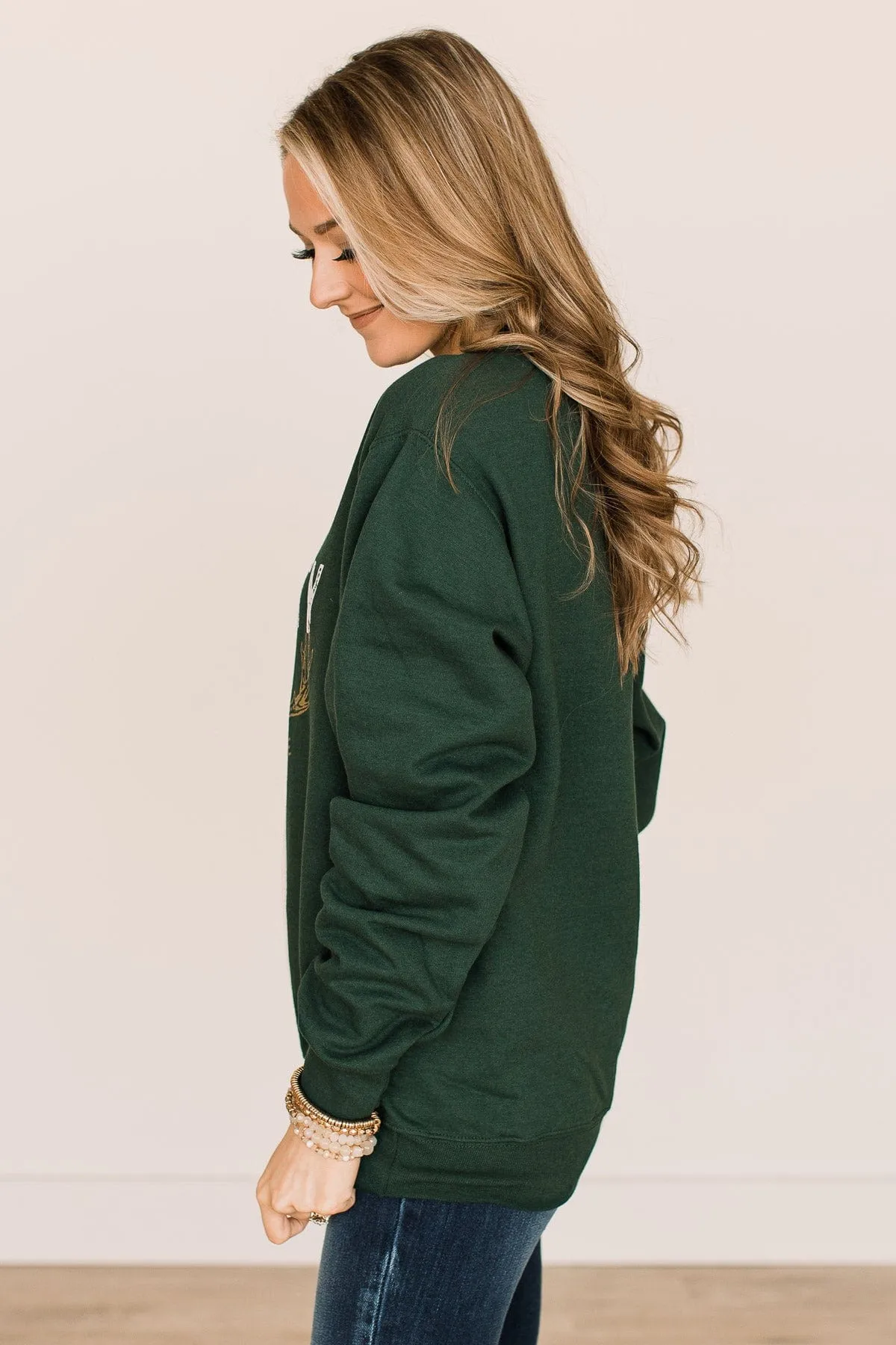 The Naughty List Crew Neck Pullover- Forest Green