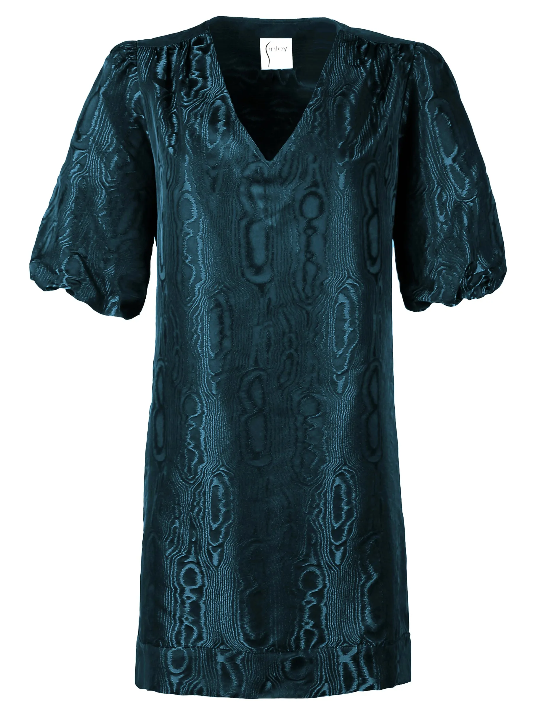 Tish Dress Blue Moire Jacquard