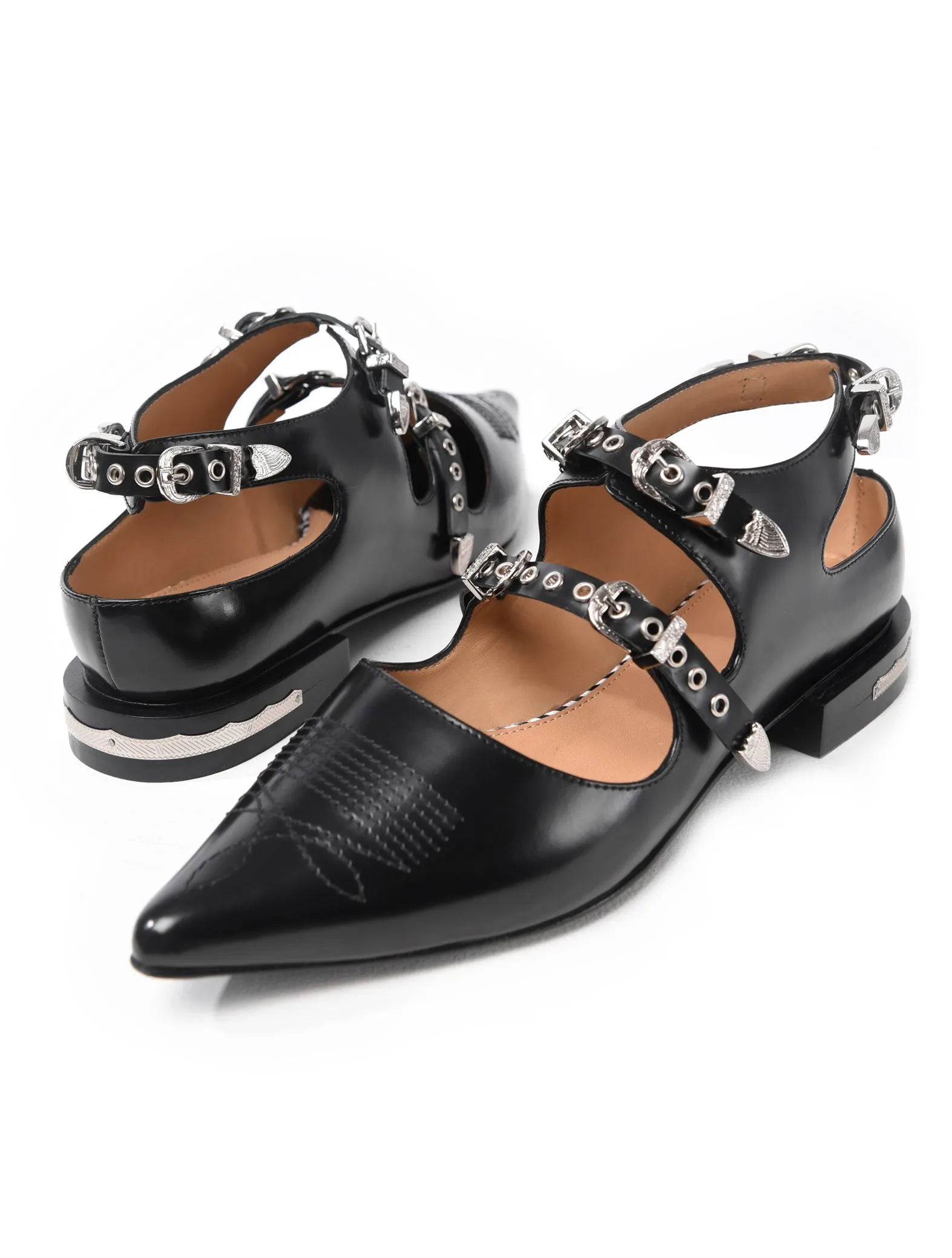 Toga Pulla Black Polido Pointed Flats