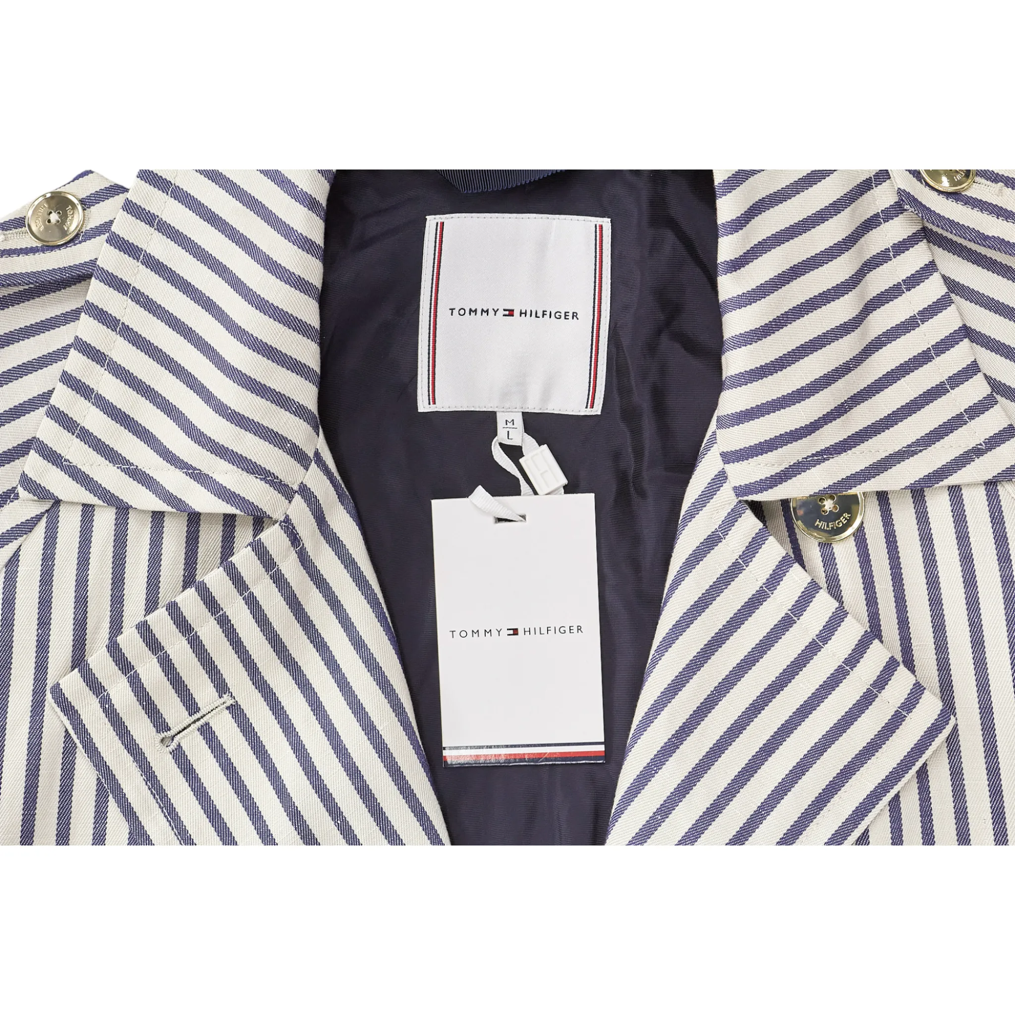 Tommy Hilfiger White/Navy Stripe Trench