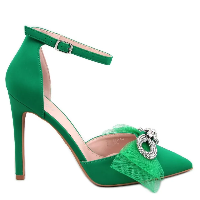 Triana Green Tulle Bow Stilettos