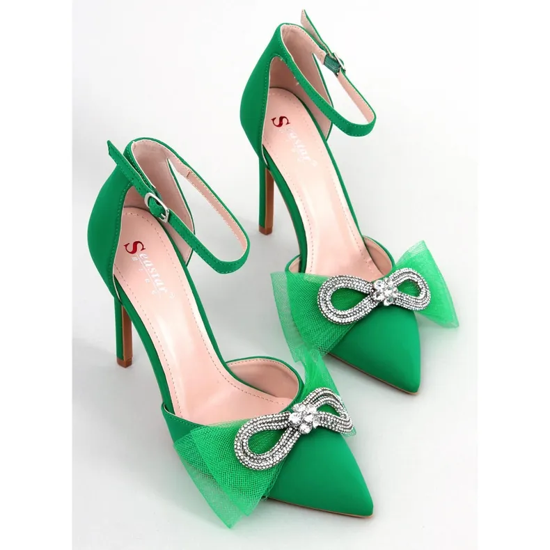 Triana Green Tulle Bow Stilettos