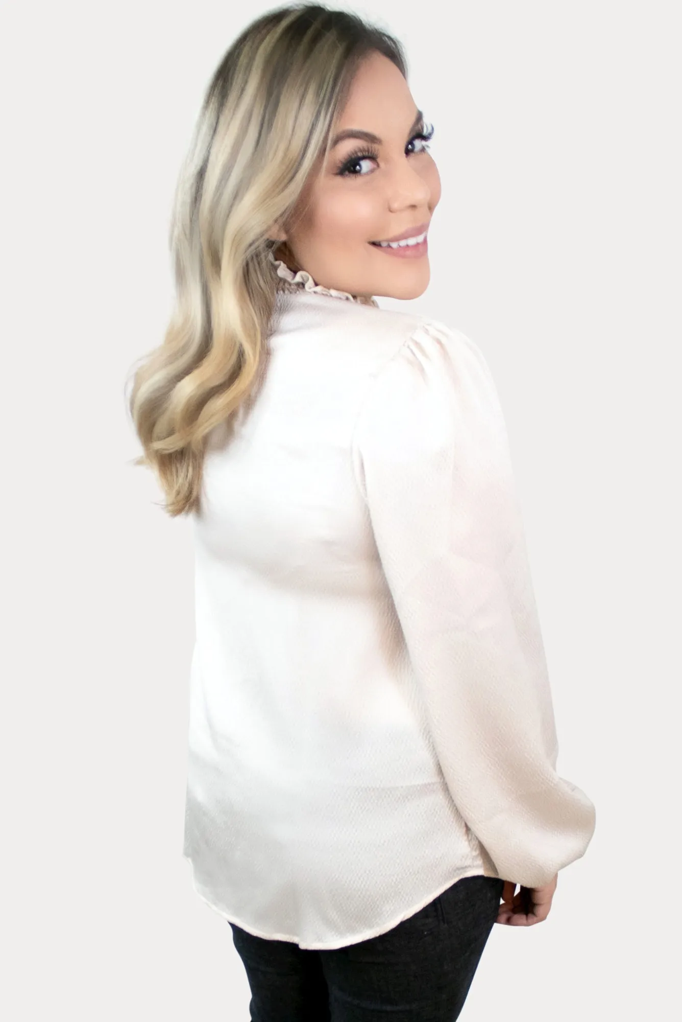 Turtleneck Maternity Top in Champagne