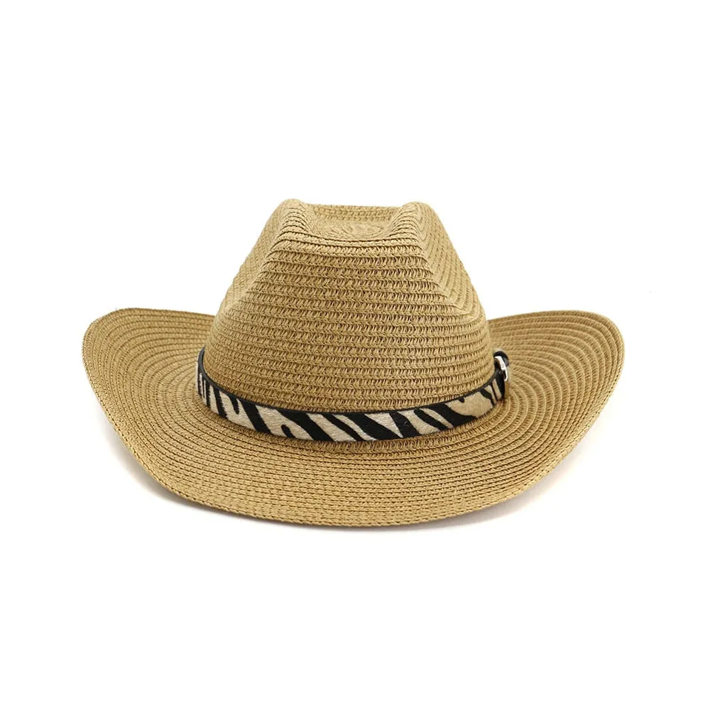 Unisex Summer Casual Leopard Band Western Outdoor Cowboy Hat