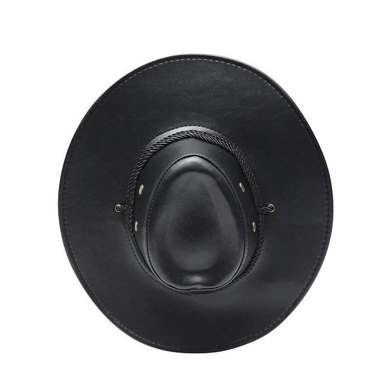 Unisex Vintage Solid Casual Synthetic Leather Western Jazz Cowboy Hat