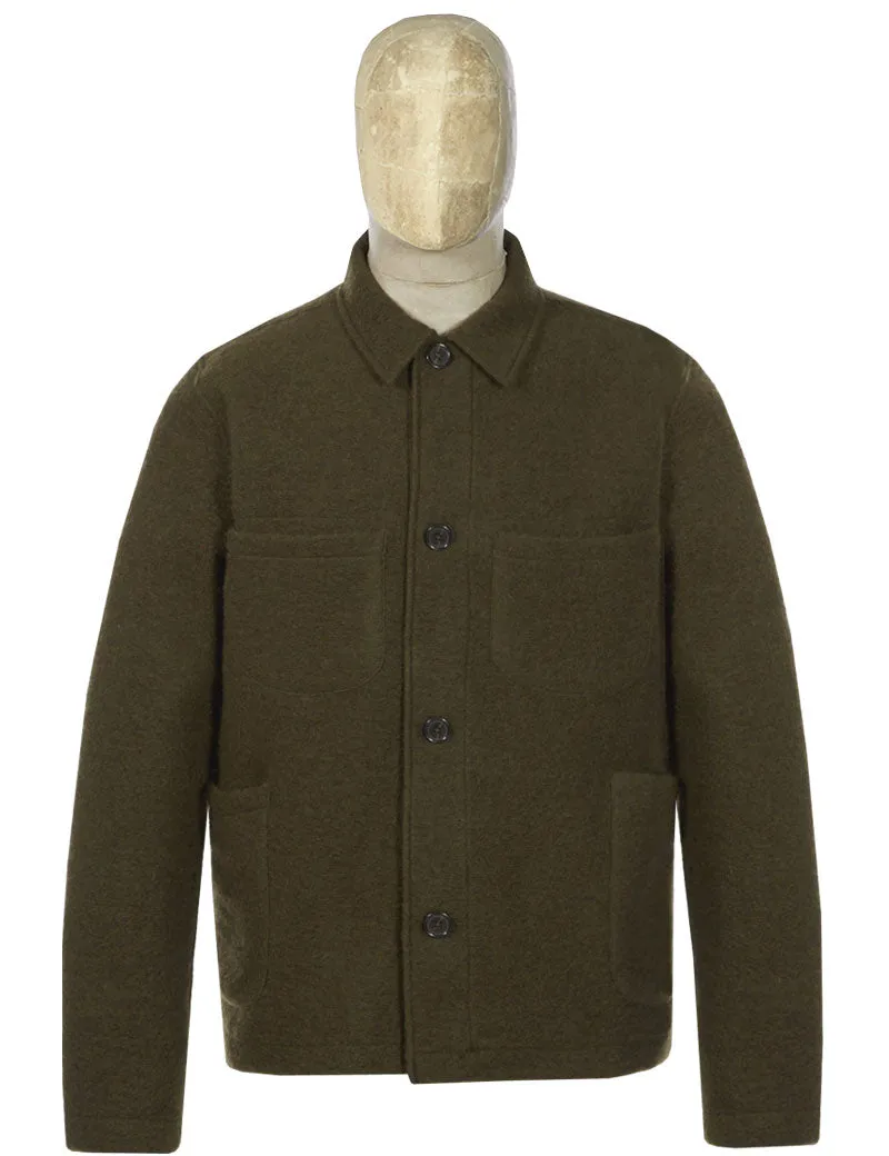 Universal Works Lumber Jacket Olive Wool Fleece