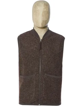 Universal Works Zip Waistcoat Brown Wool Fleece