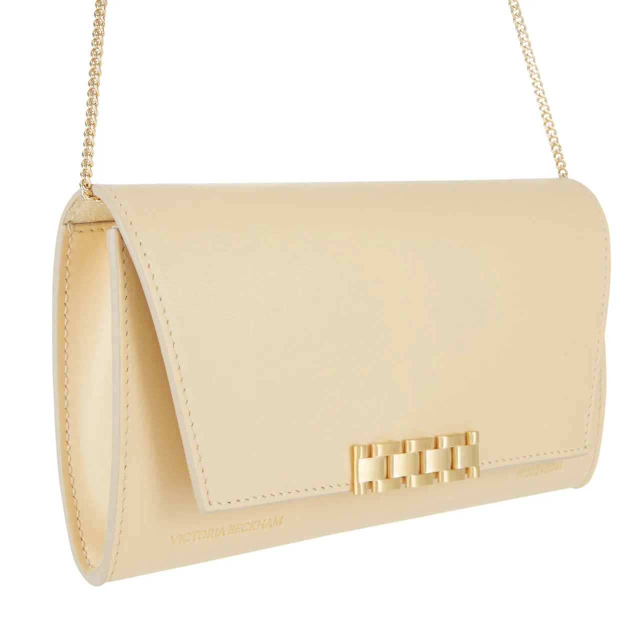 VICTORIA BECKHAM Chain-Detail Wallet Clutch - Sesame