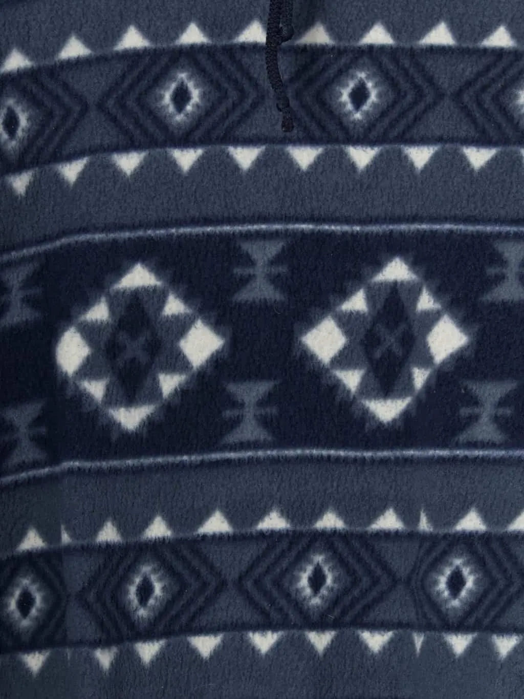 Vintage aztec fleece pullover in navy with white geometric diamond patten – Small / Medium