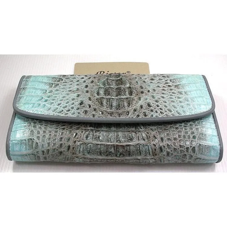 Vintage Blue Crocodile Clutch Womens Wallet