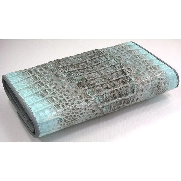 Vintage Blue Crocodile Clutch Womens Wallet