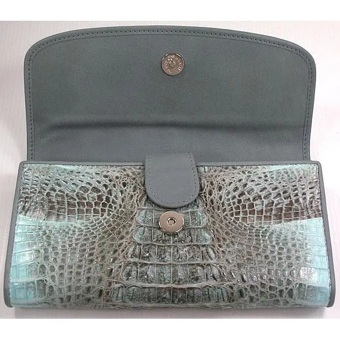 Vintage Blue Crocodile Clutch Womens Wallet