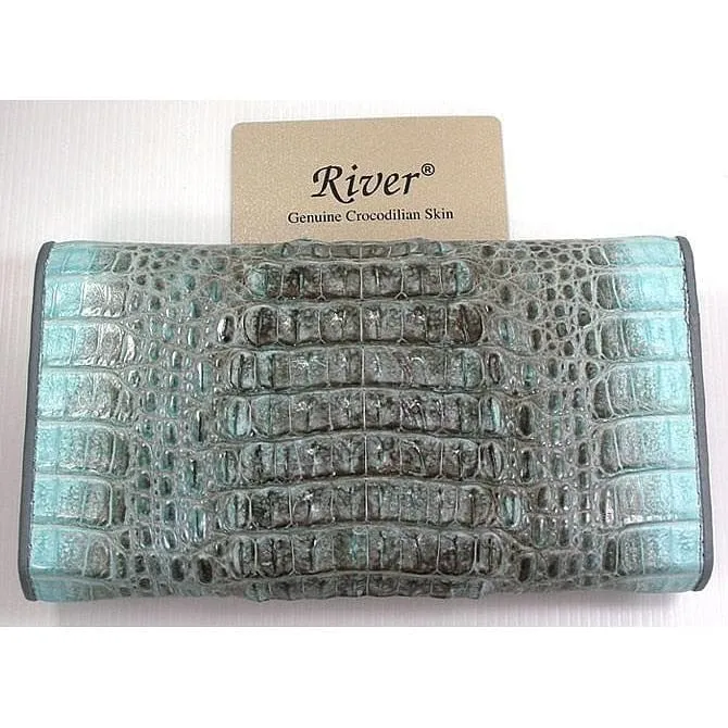 Vintage Blue Crocodile Clutch Womens Wallet