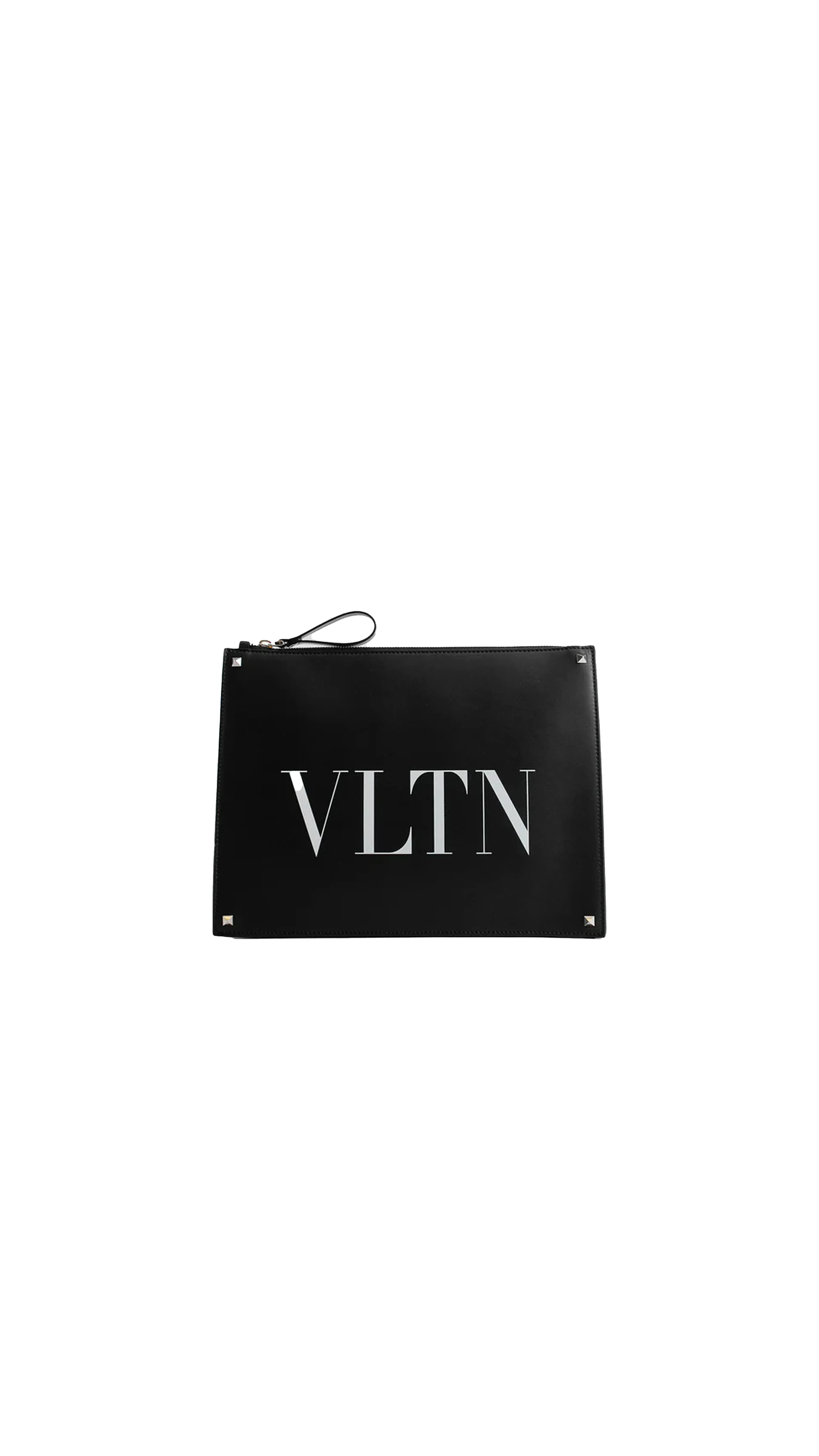 Vltn Leather Clutch - Black