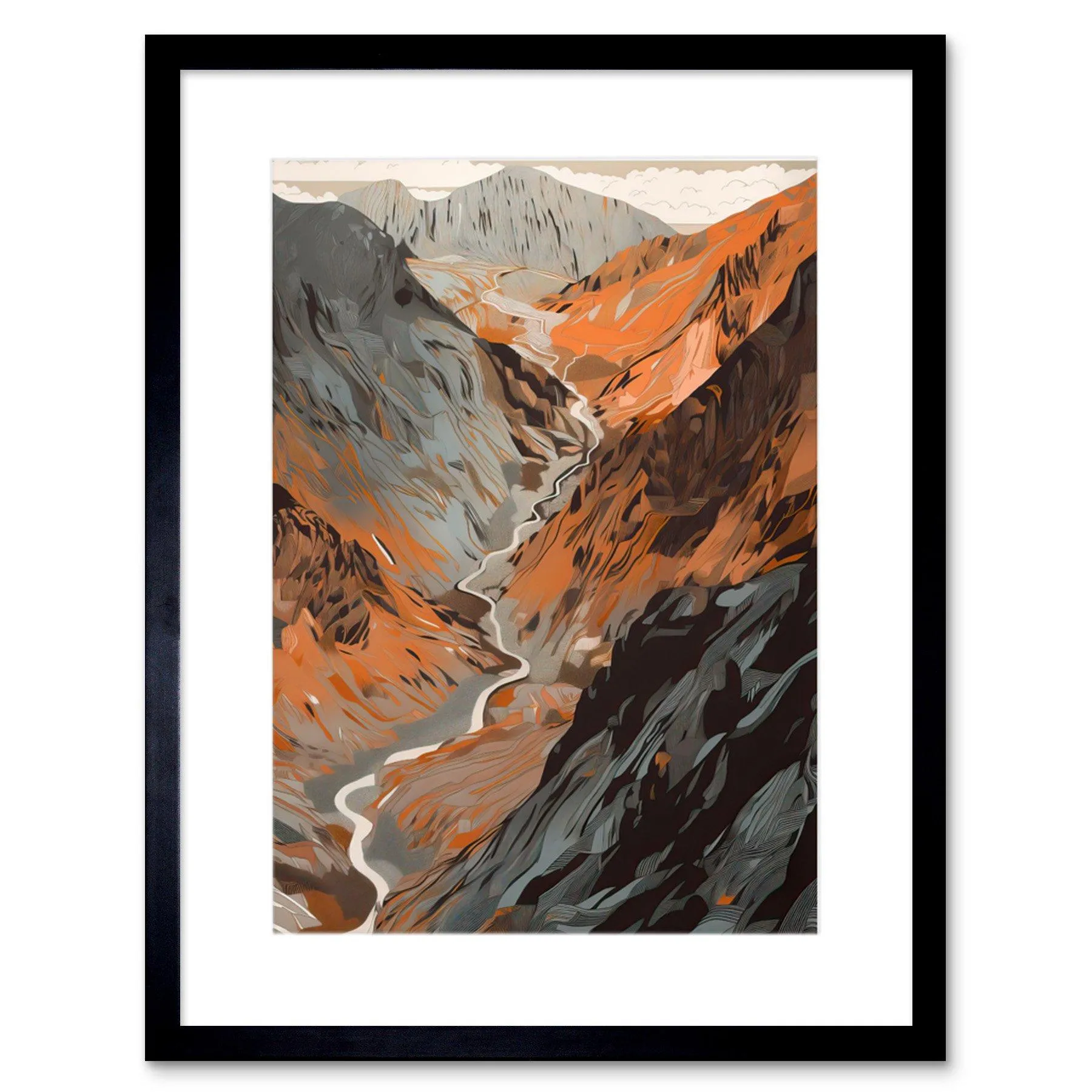 Wall Art & Pictures | Wall Art Print Scaffel Pike Hiking Trail Rocky Mountain Landscape Artwork Framed 9X7 Inch | Artery8