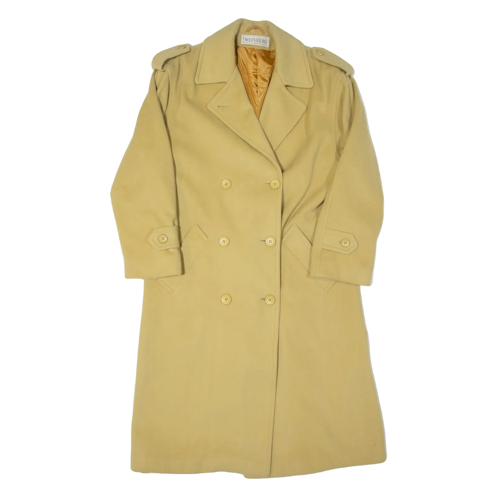 WEINBERG Womens Trench Jacket Yellow Wool L