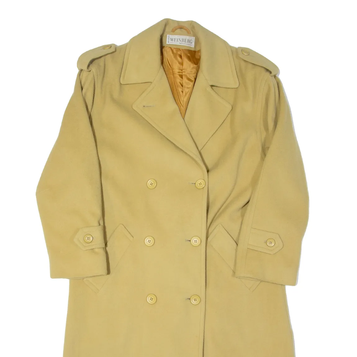 WEINBERG Womens Trench Jacket Yellow Wool L