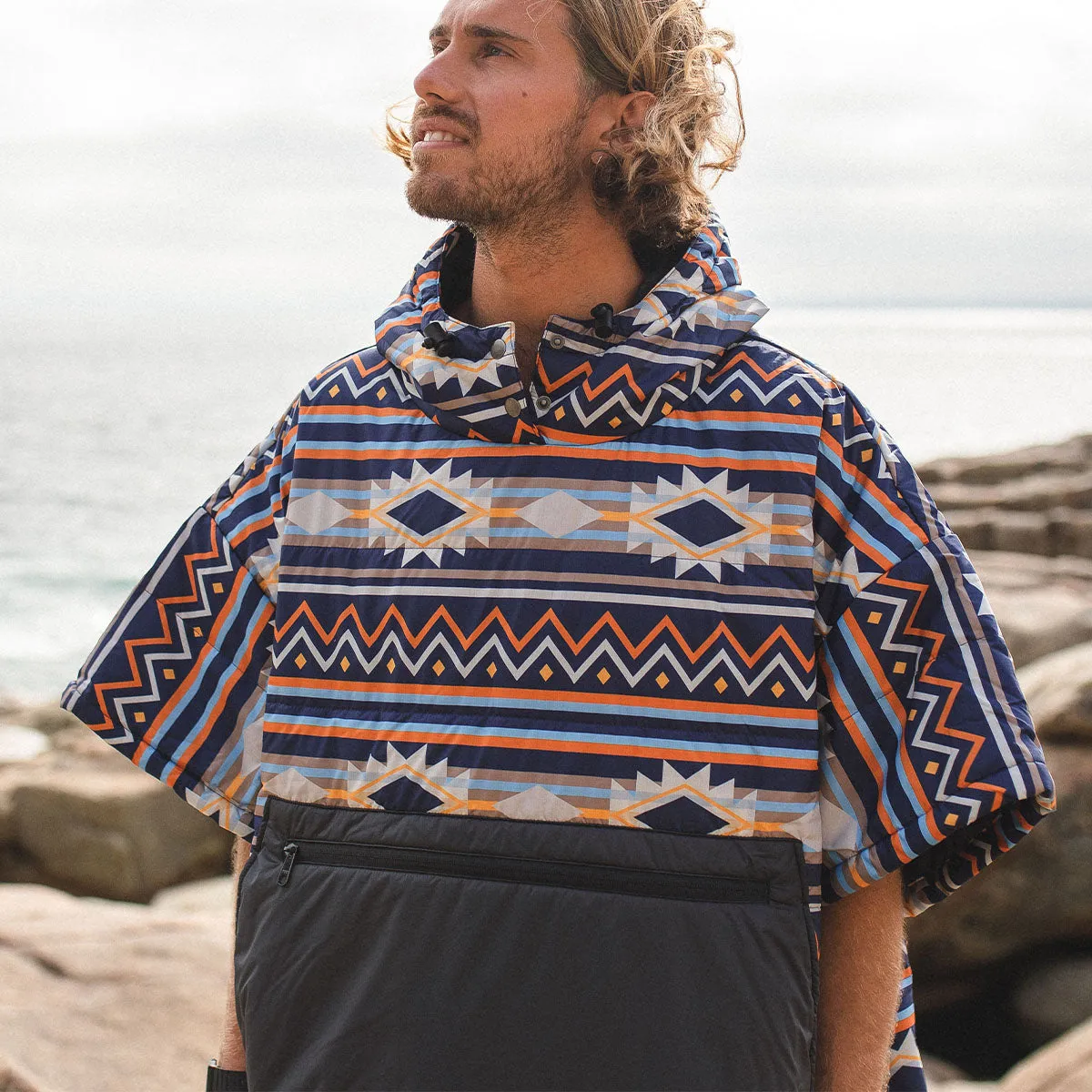 Wild Recycled Insulated Pullover Changing Robe - Stargazer Navy