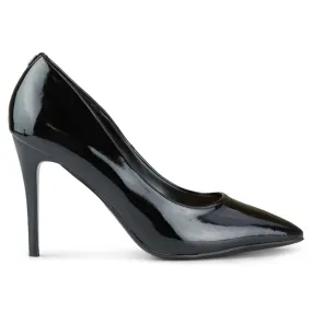 Women's black patent stilettos