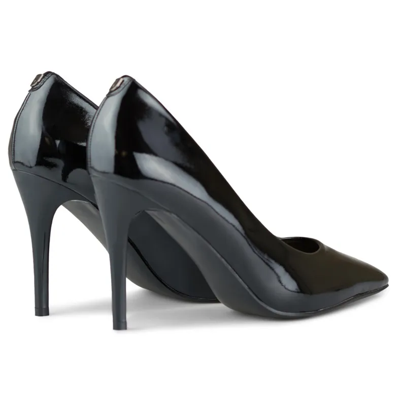 Women's black patent stilettos