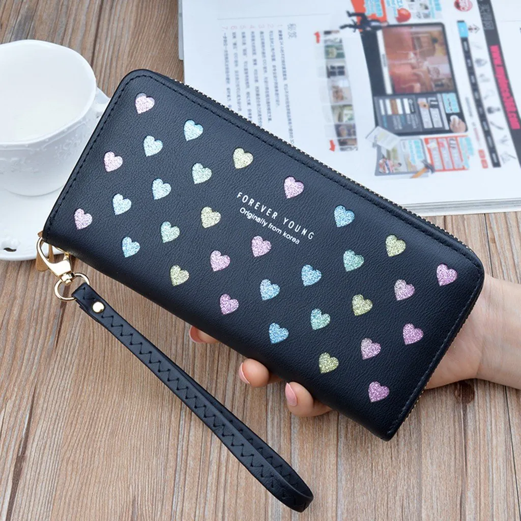 Women's Clutch Hearts Patchwork Wallet Designing Card Holder Purse