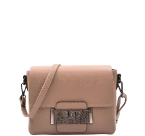 Womens Cross Body Messenger Bag Adjustable Shoulder Strap LINDA Taupe