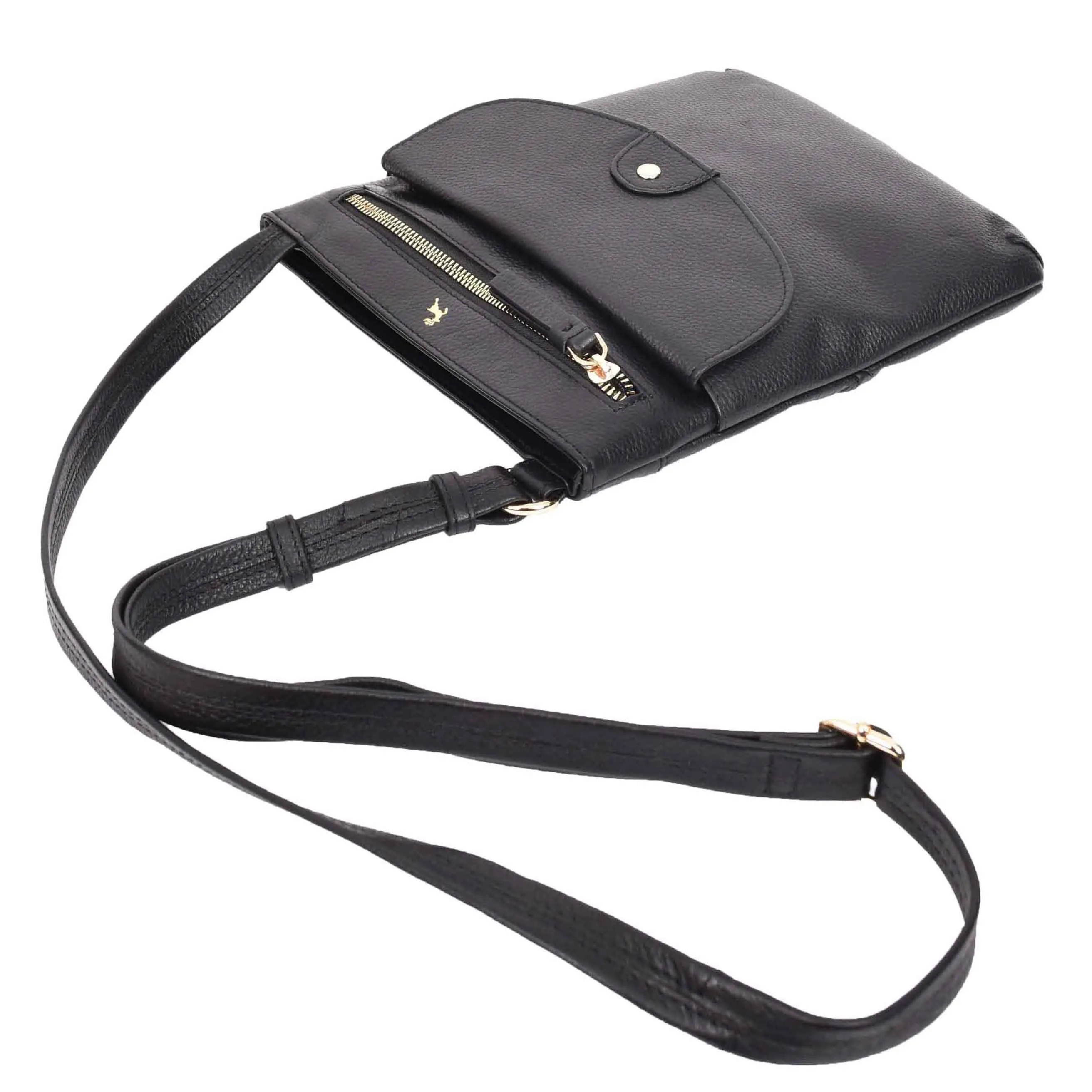 Womens Cross Body Sling Bag Leather Messenger HOL5 Black