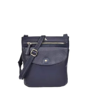 Womens Cross Body Sling Bag Leather Messenger HOL5 Navy