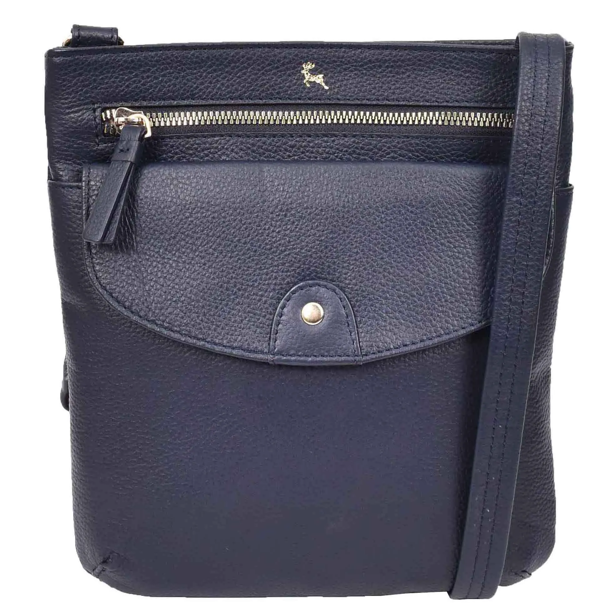 Womens Cross Body Sling Bag Leather Messenger HOL5 Navy