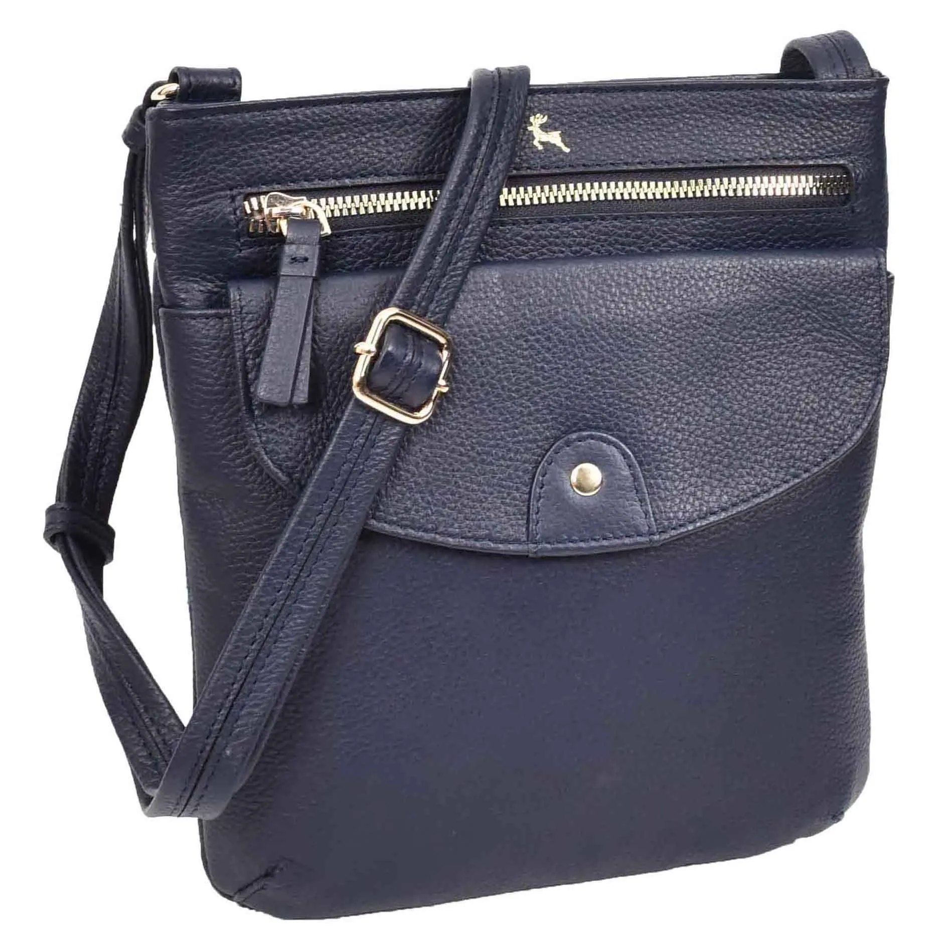 Womens Cross Body Sling Bag Leather Messenger HOL5 Navy