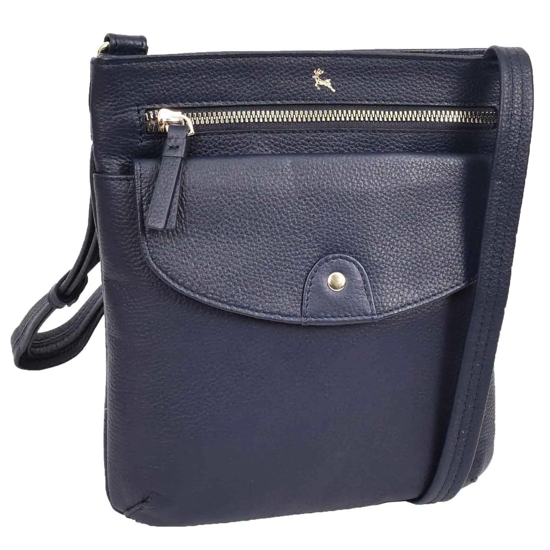 Womens Cross Body Sling Bag Leather Messenger HOL5 Navy