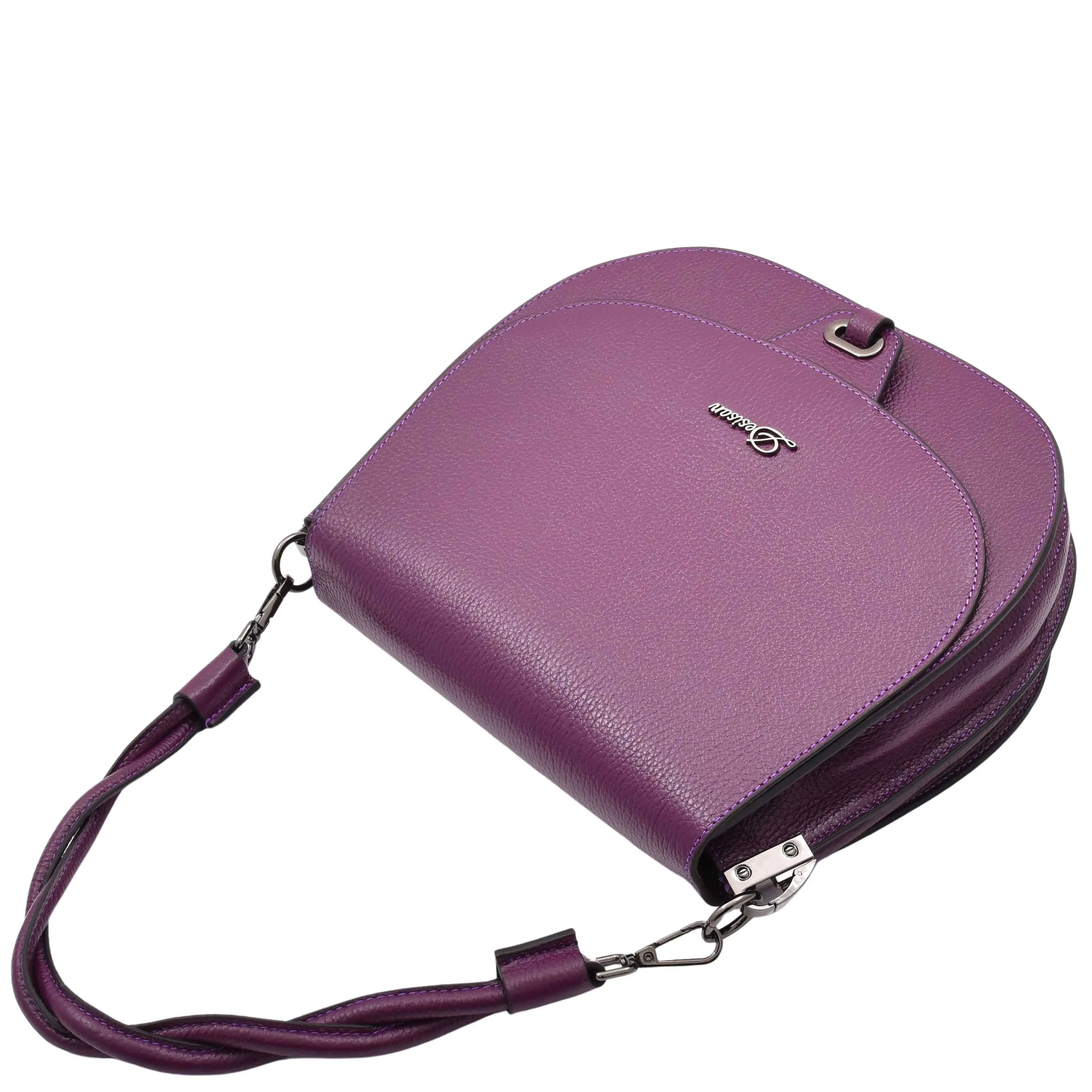 Womens Large Satchel Cross Body Leather Bag Zip Strap ALICIA Purple