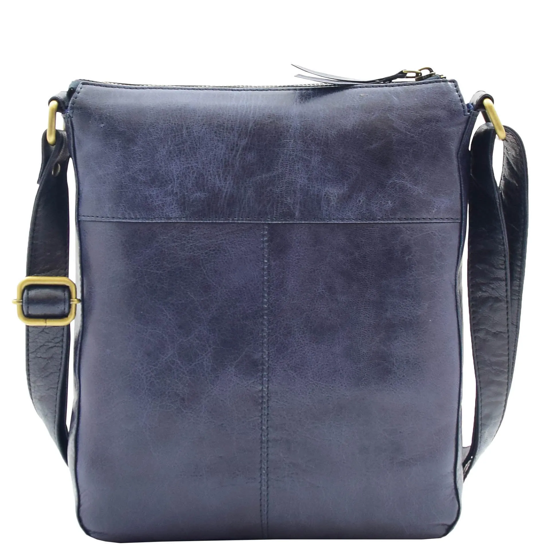 Womens Leather Cross Body Messenger Bag HOL360 Navy