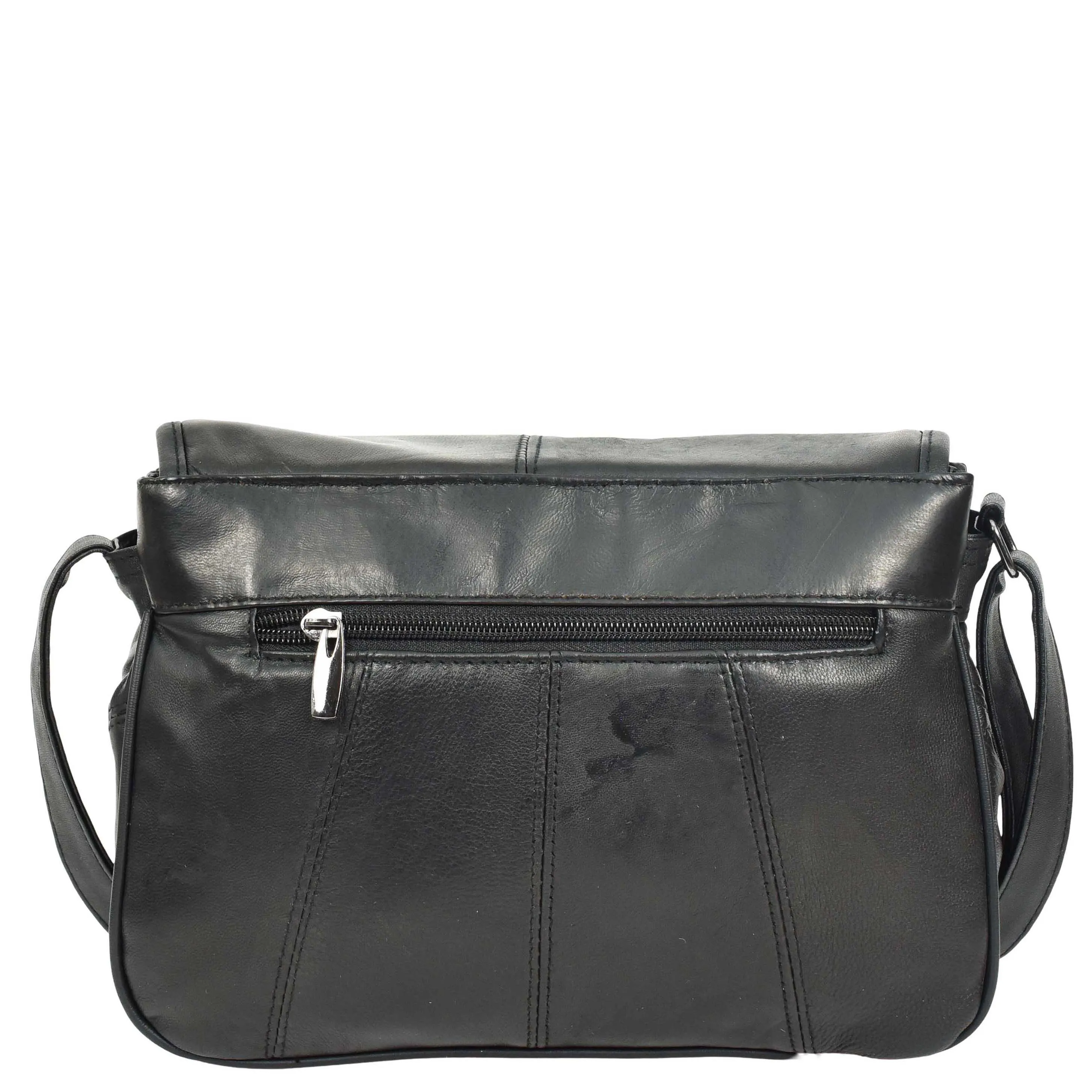 Womens Messenger Cross Body Leather Bag Medium HOL1591 Black