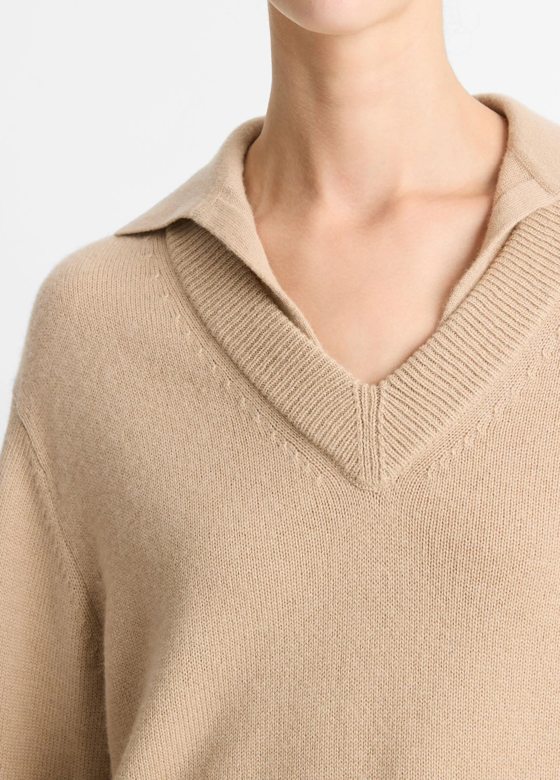 Wool-Cashmere Double-Layer Collared Pullover