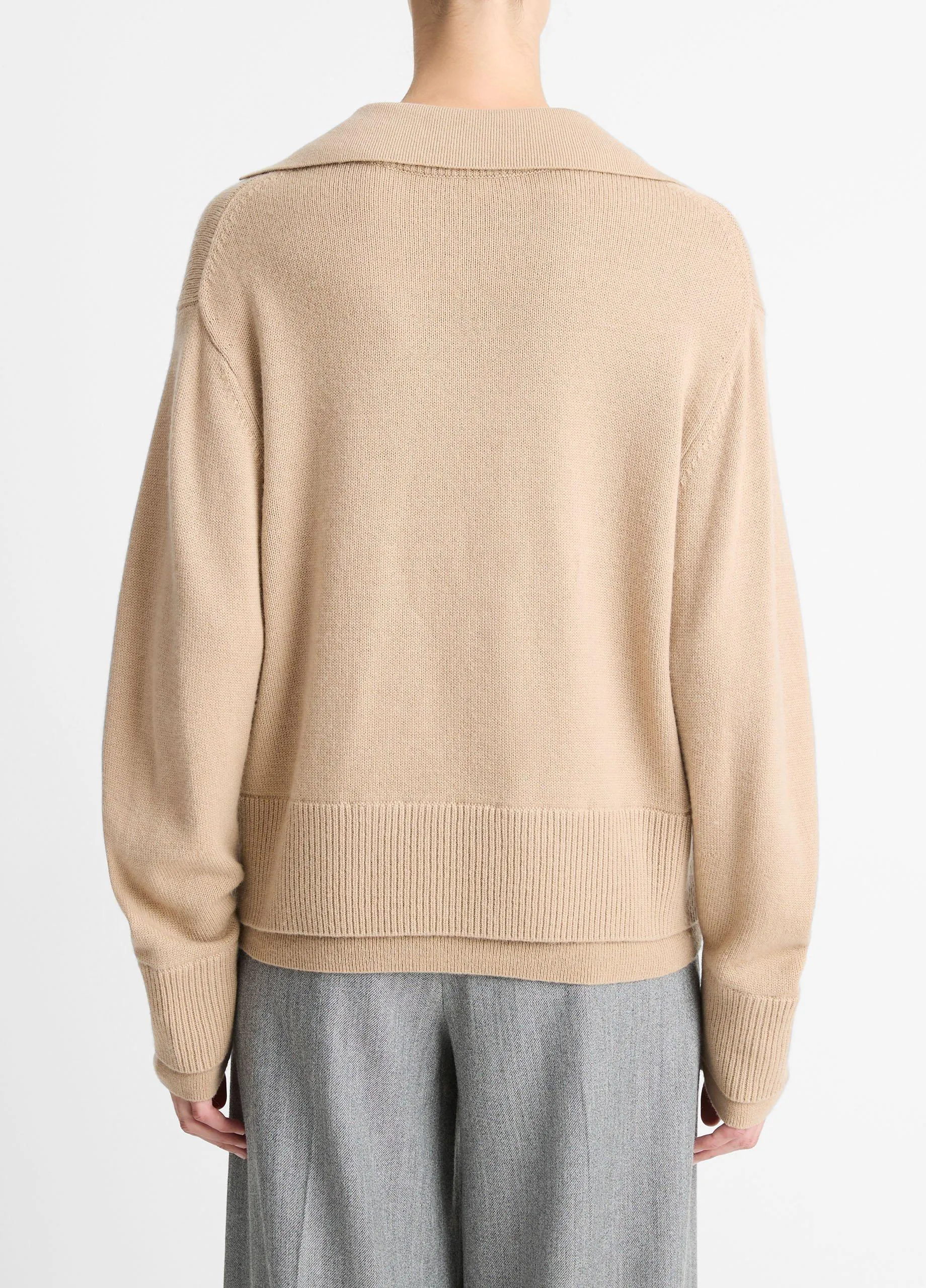 Wool-Cashmere Double-Layer Collared Pullover