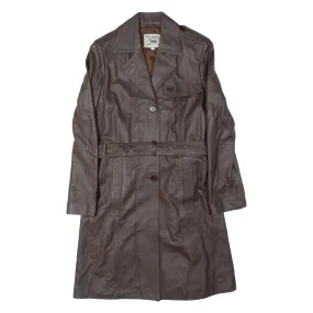 WOOLEA Womens Trench Jacket Brown Leather UK 12