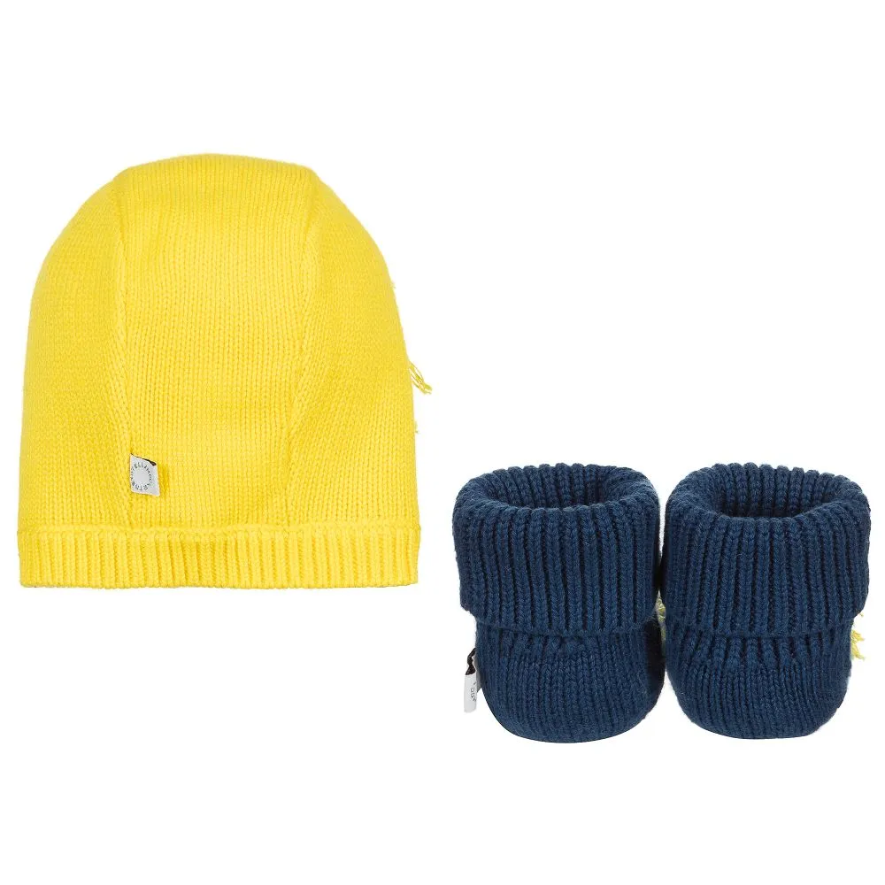 Yellow Hat & Blue Booties Set