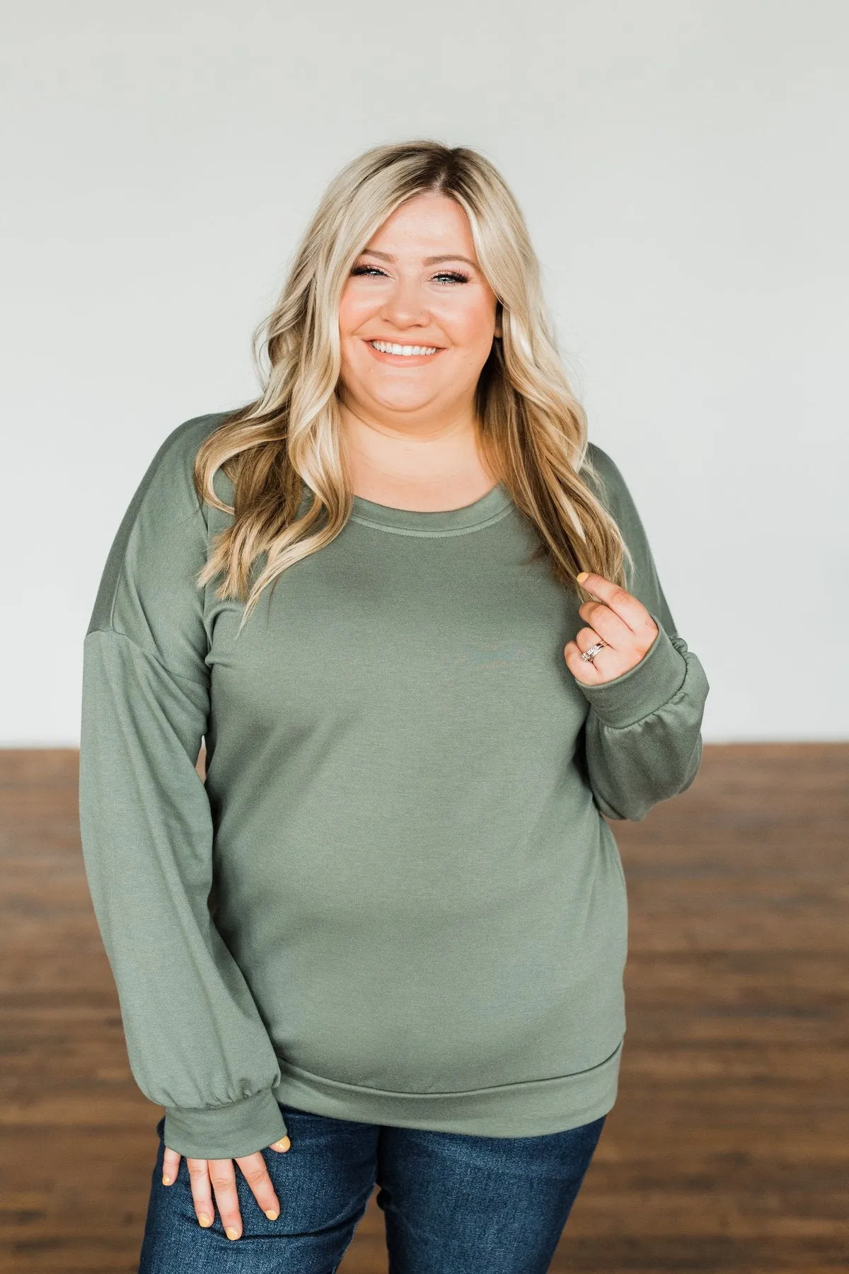 You Make It Easy Pullover Top- Sage